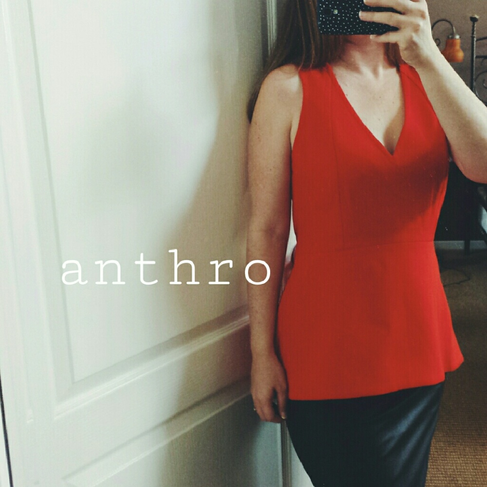 Anthropologie Red Sleeveless Top